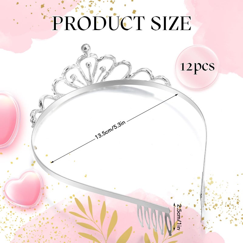 Remuuly 12 Pcs Princess Tiara for Women Silver Queen Tiara Rhinestone Hair Accessories, Princess Headbands Bulk for Bridal Wedding Birthday Prom Christmas Party, with Comb(Regal) - Image 3